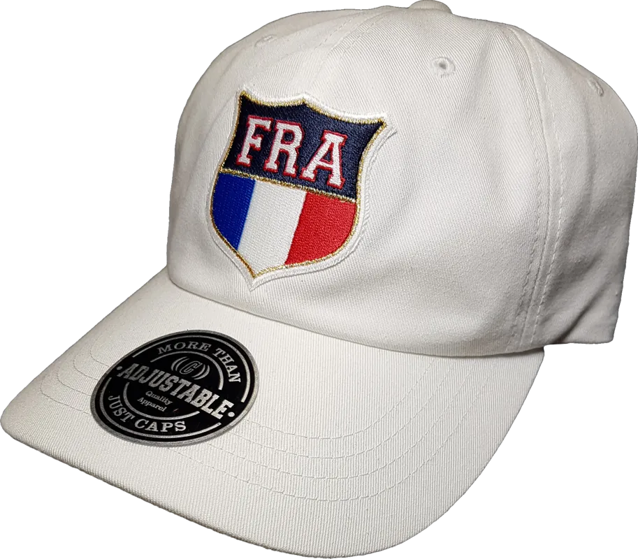 France Shield Cap Adjustable Dad Hat White
