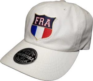 France Shield Cap Adjustable Dad Hat White