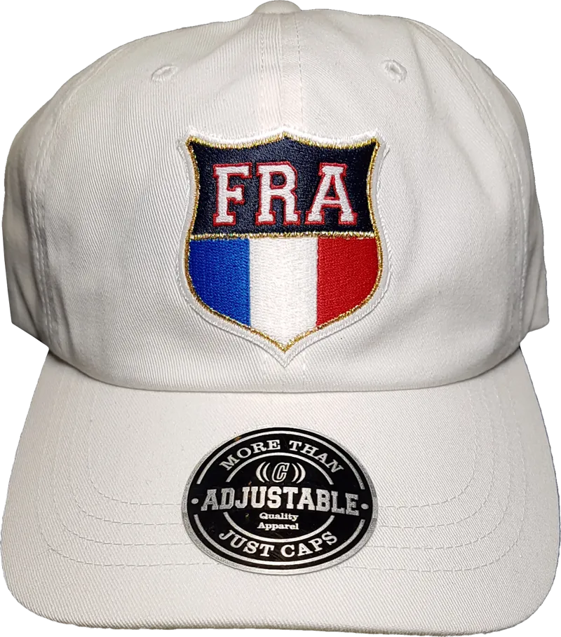 France Shield Cap Adjustable Dad Hat White