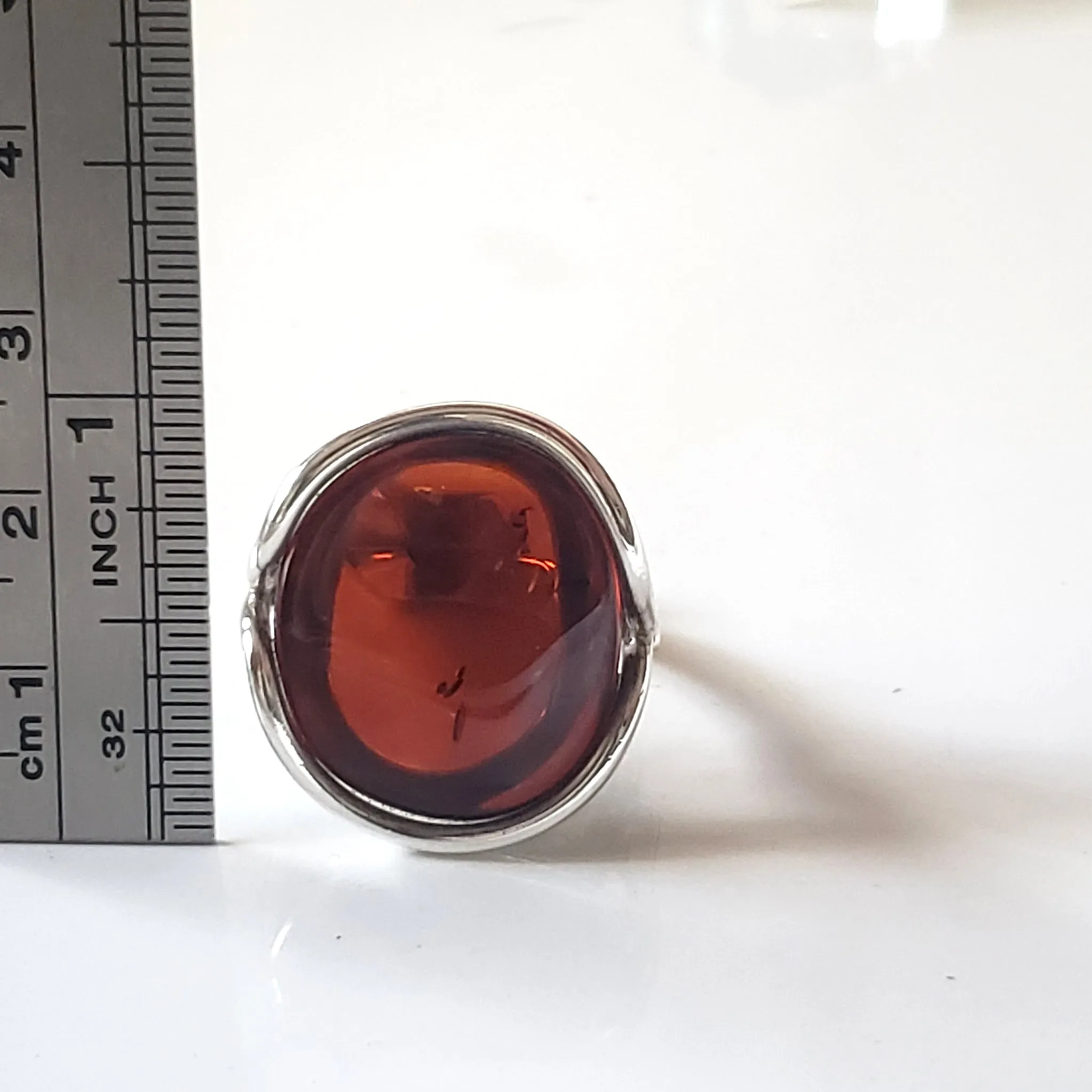 Free Form Adjustable Cherry Amber Ring