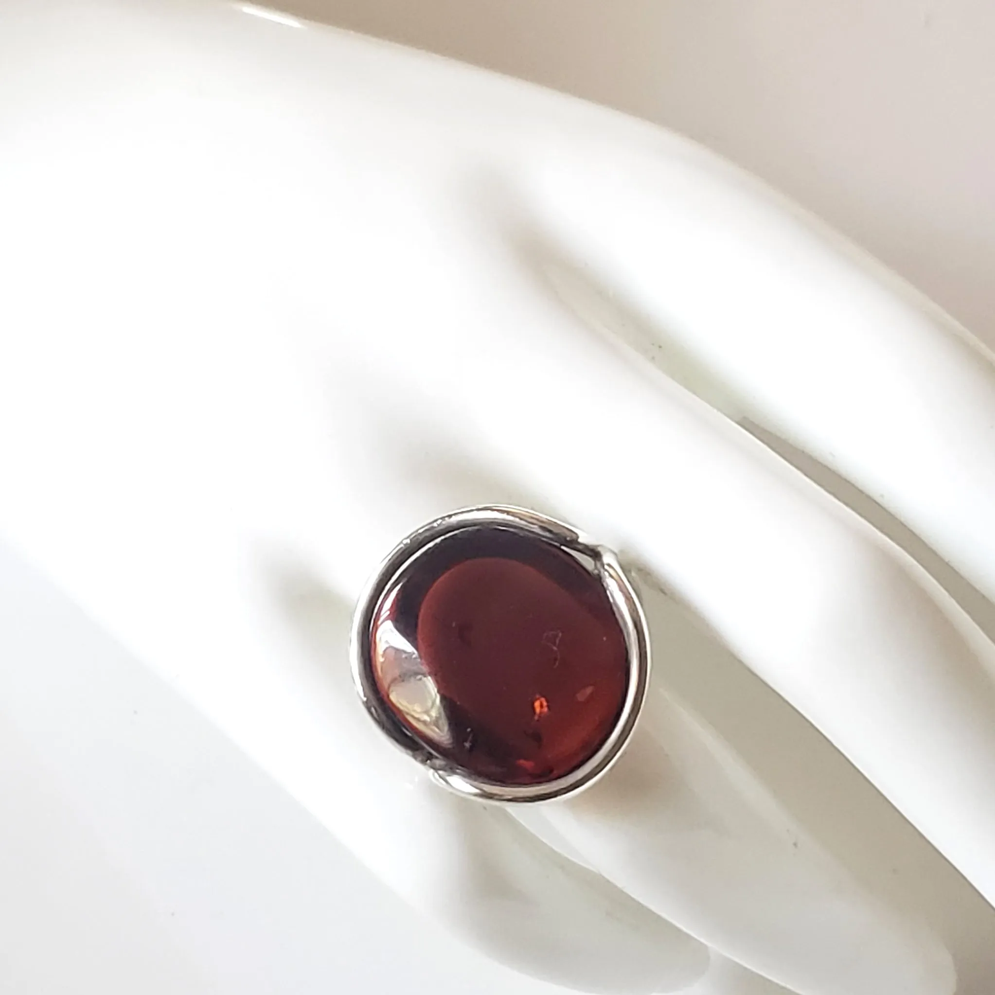Free Form Adjustable Cherry Amber Ring