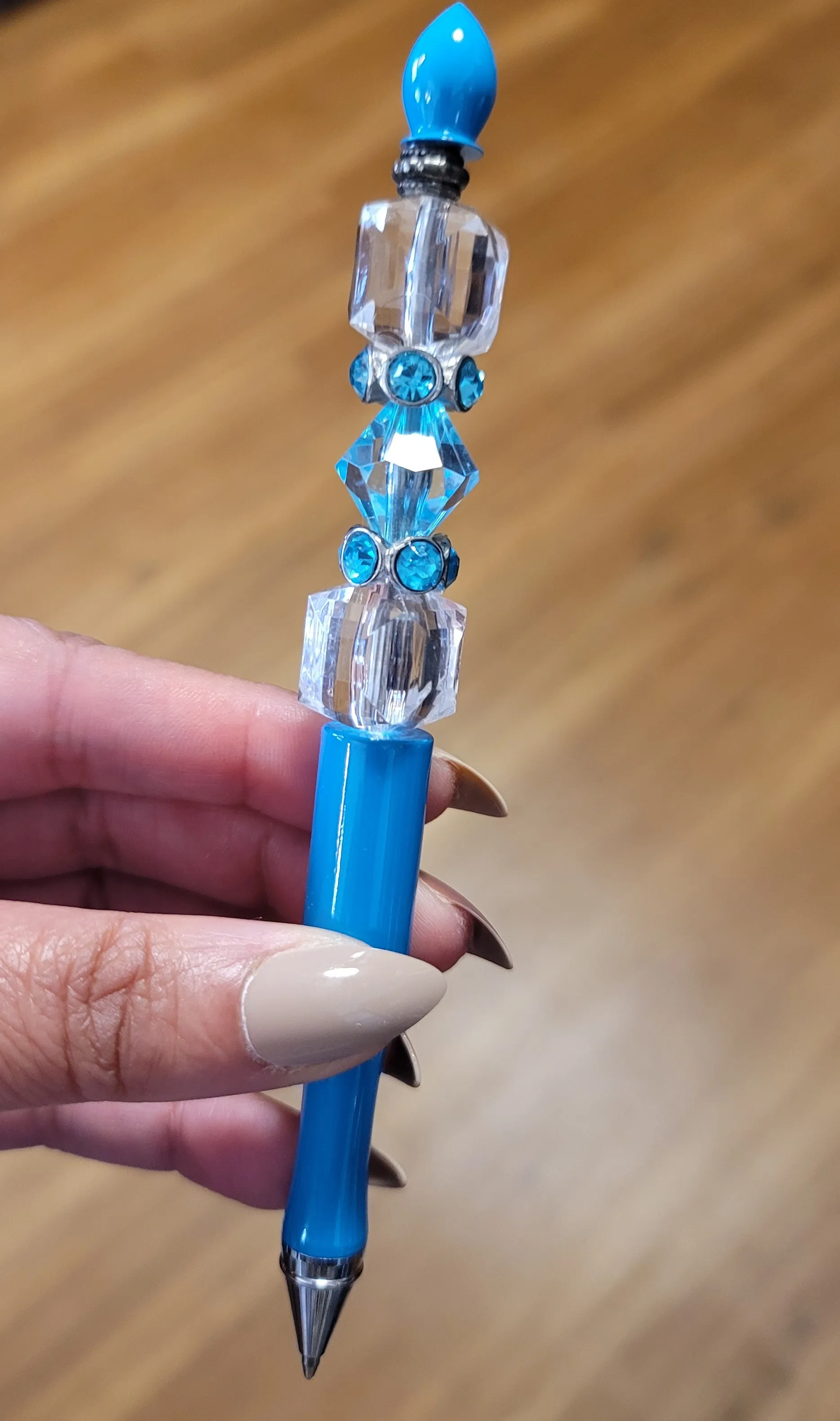 Giana - Crystal & Teal Rhinestone Jeweled Ink Pen