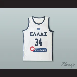 Giannis Antetokounmpo 34 Greece National Team White Basketball Jersey