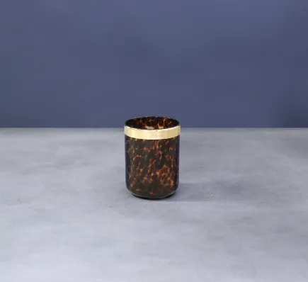 Glass Tortoise and Gold Tumbler Set of 4