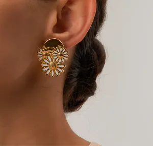Golden Daisy Drip Earrings