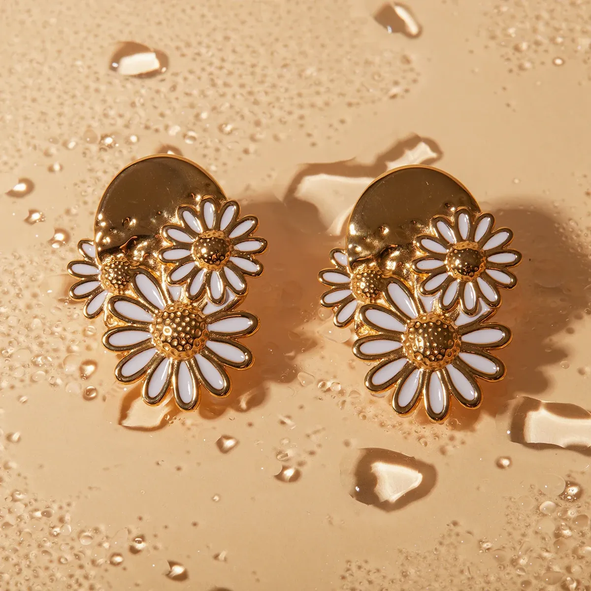 Golden Daisy Drip Earrings