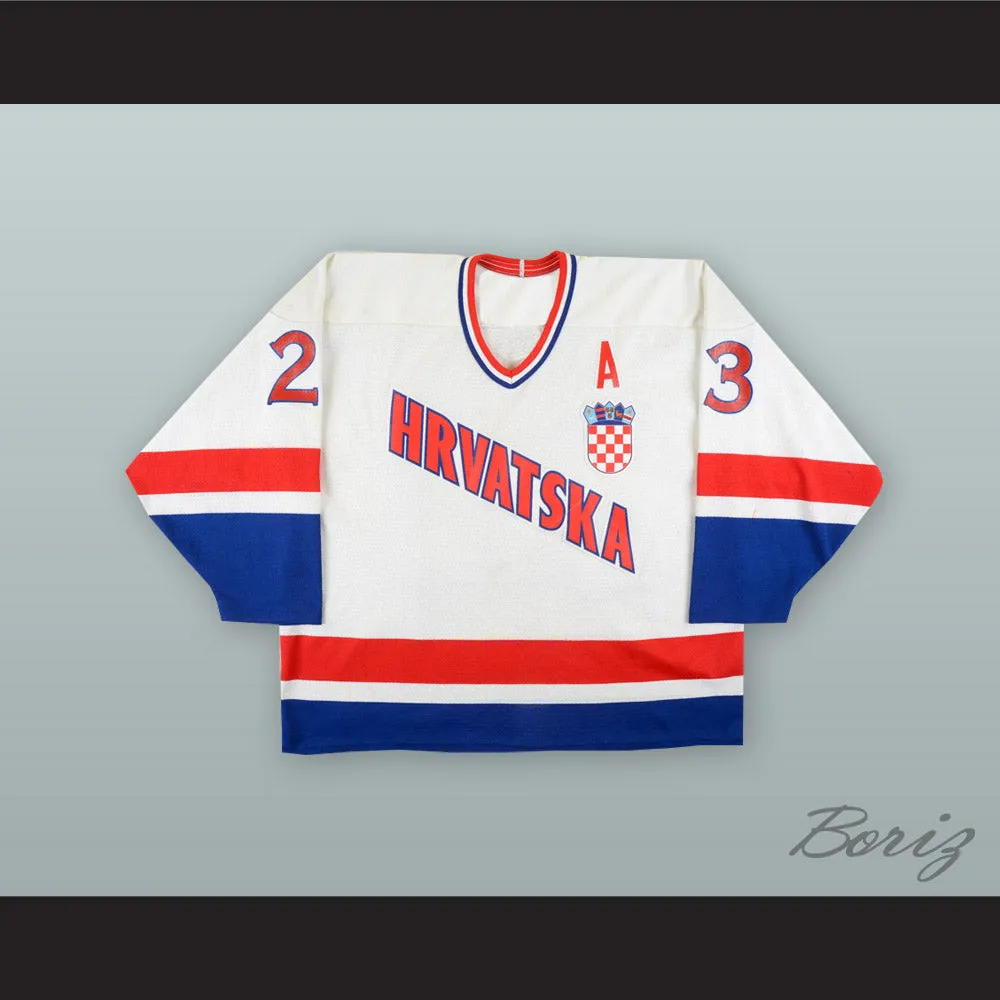 Gordan Smojver 23 Croatia National Team White Hockey Jersey