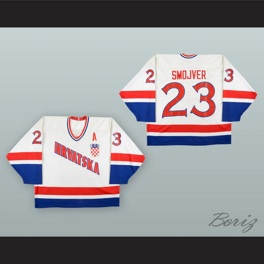 Gordan Smojver 23 Croatia National Team White Hockey Jersey