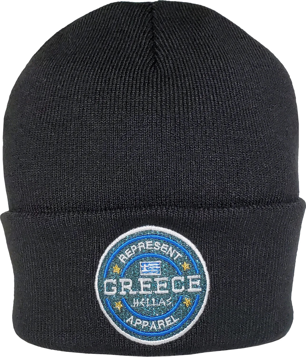Greece Toque Glitter Benchmark Rib Knit Black