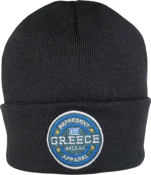 Greece Toque Glitter Benchmark Rib Knit Black