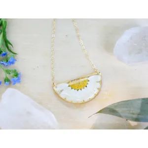 Half moon Pressed Daisy Necklace
