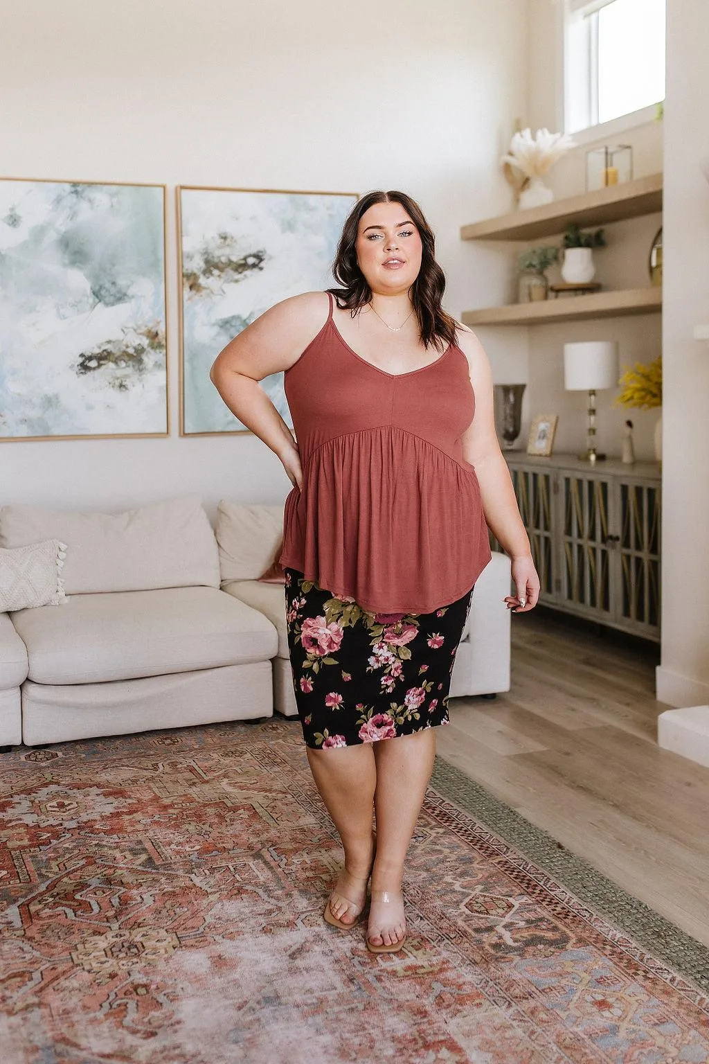 Hazel Blues® |  Perfectly Pristine Floral Pencil Skirt