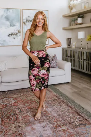 Hazel Blues® |  Perfectly Pristine Floral Pencil Skirt