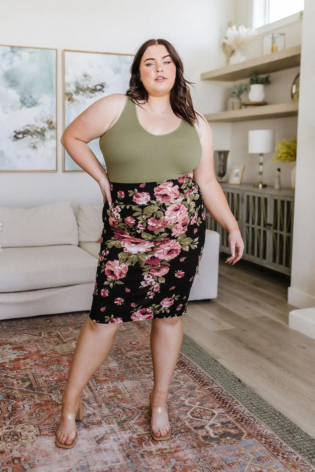 Hazel Blues® |  Perfectly Pristine Floral Pencil Skirt