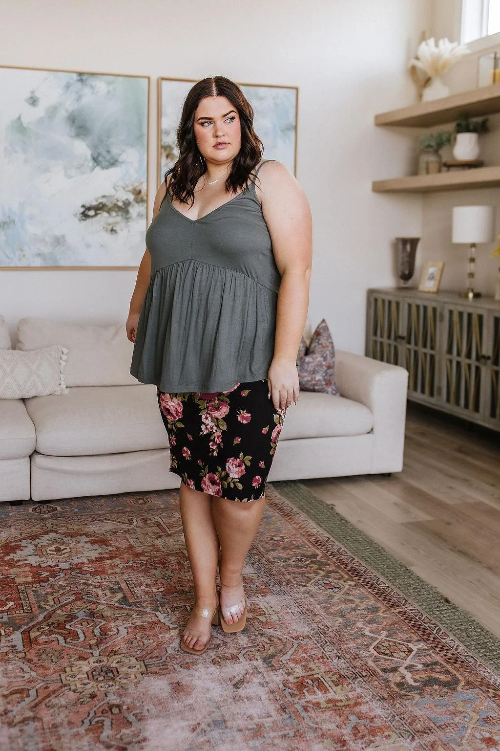 Hazel Blues® |  Perfectly Pristine Floral Pencil Skirt
