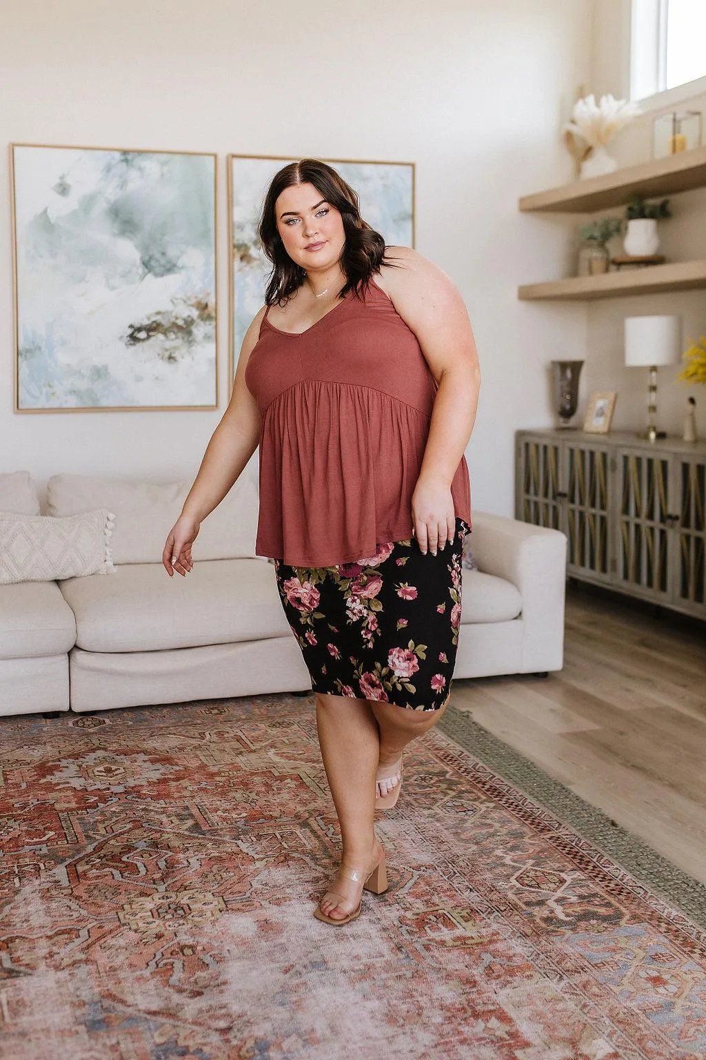 Hazel Blues® |  Perfectly Pristine Floral Pencil Skirt