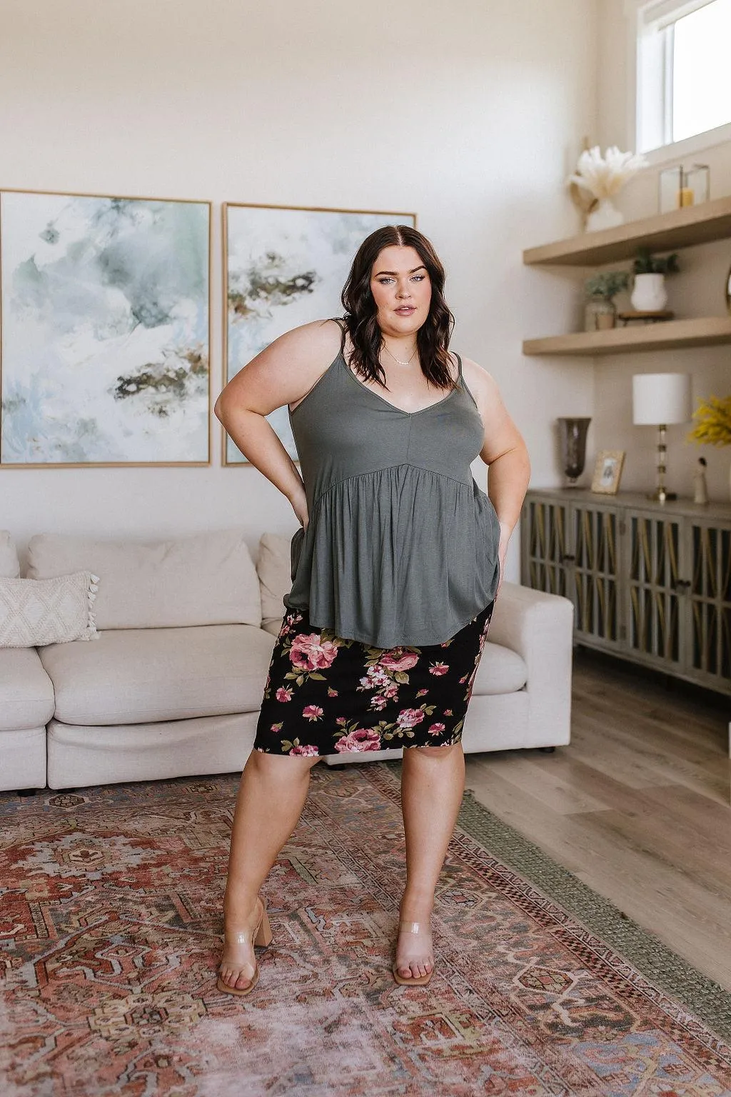 Hazel Blues® |  Perfectly Pristine Floral Pencil Skirt