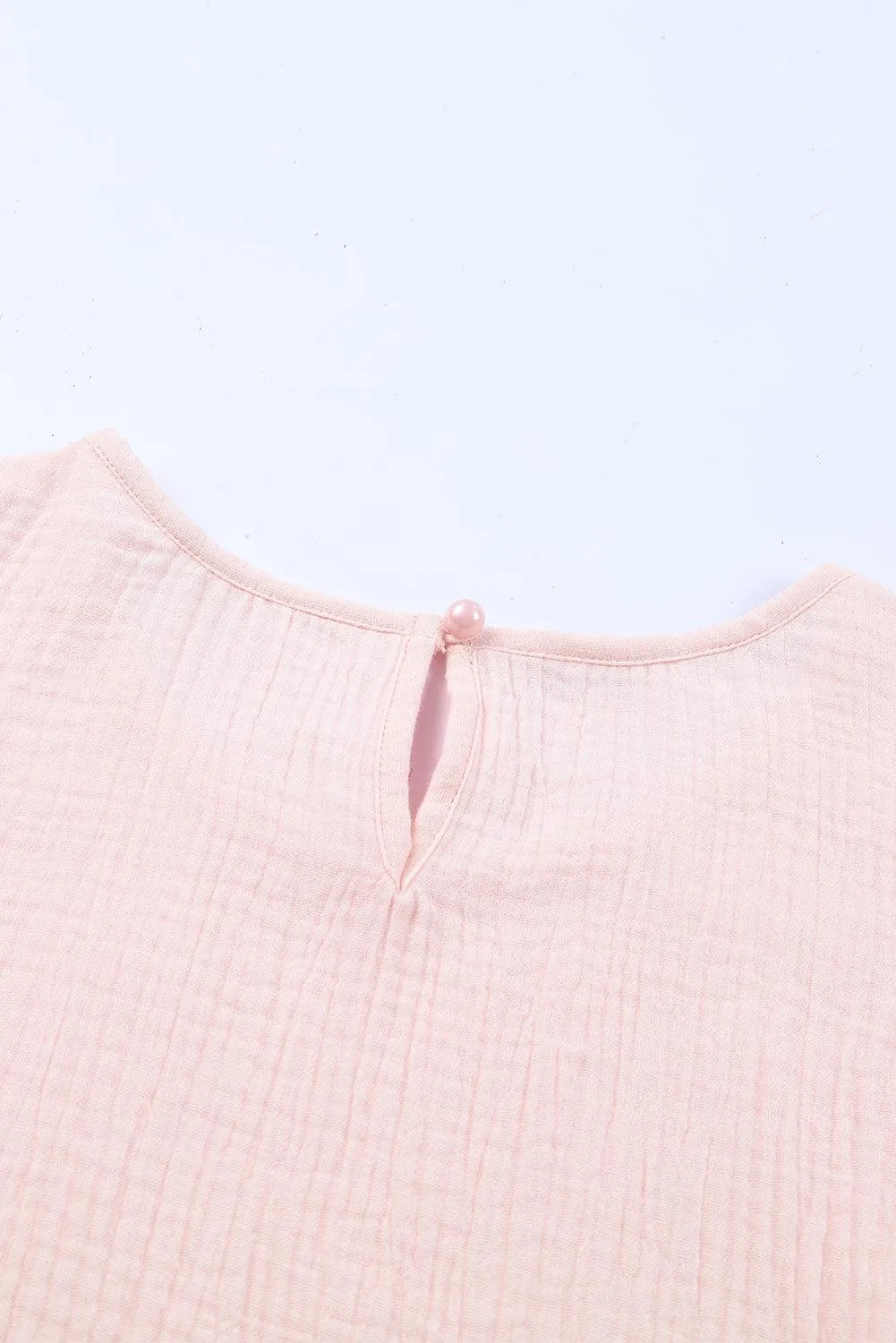Hazel Blues® |  Textured Flutter Sleeve Keyhole Blouse
