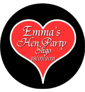 Hen Night Personalised Red Heart Hen Party Badge