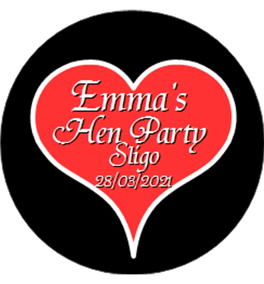 Hen Night Personalised Red Heart Hen Party Badge