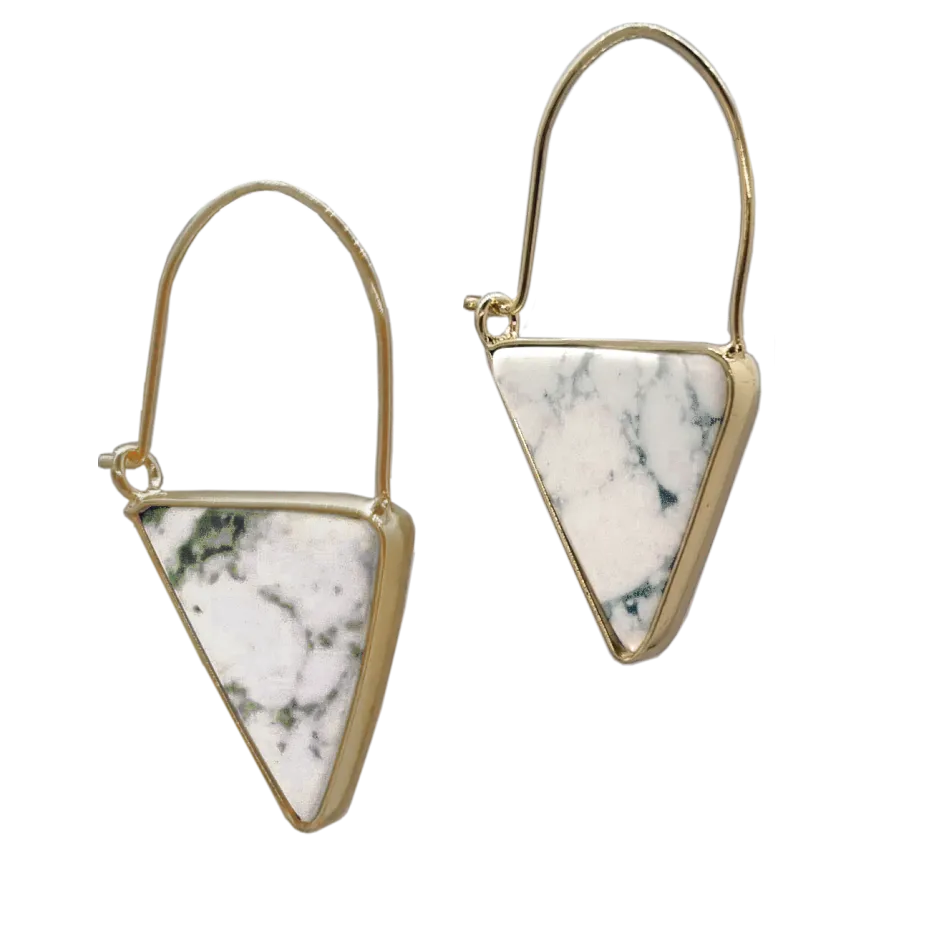 Hoop Earrings in Howlite - Hand Made