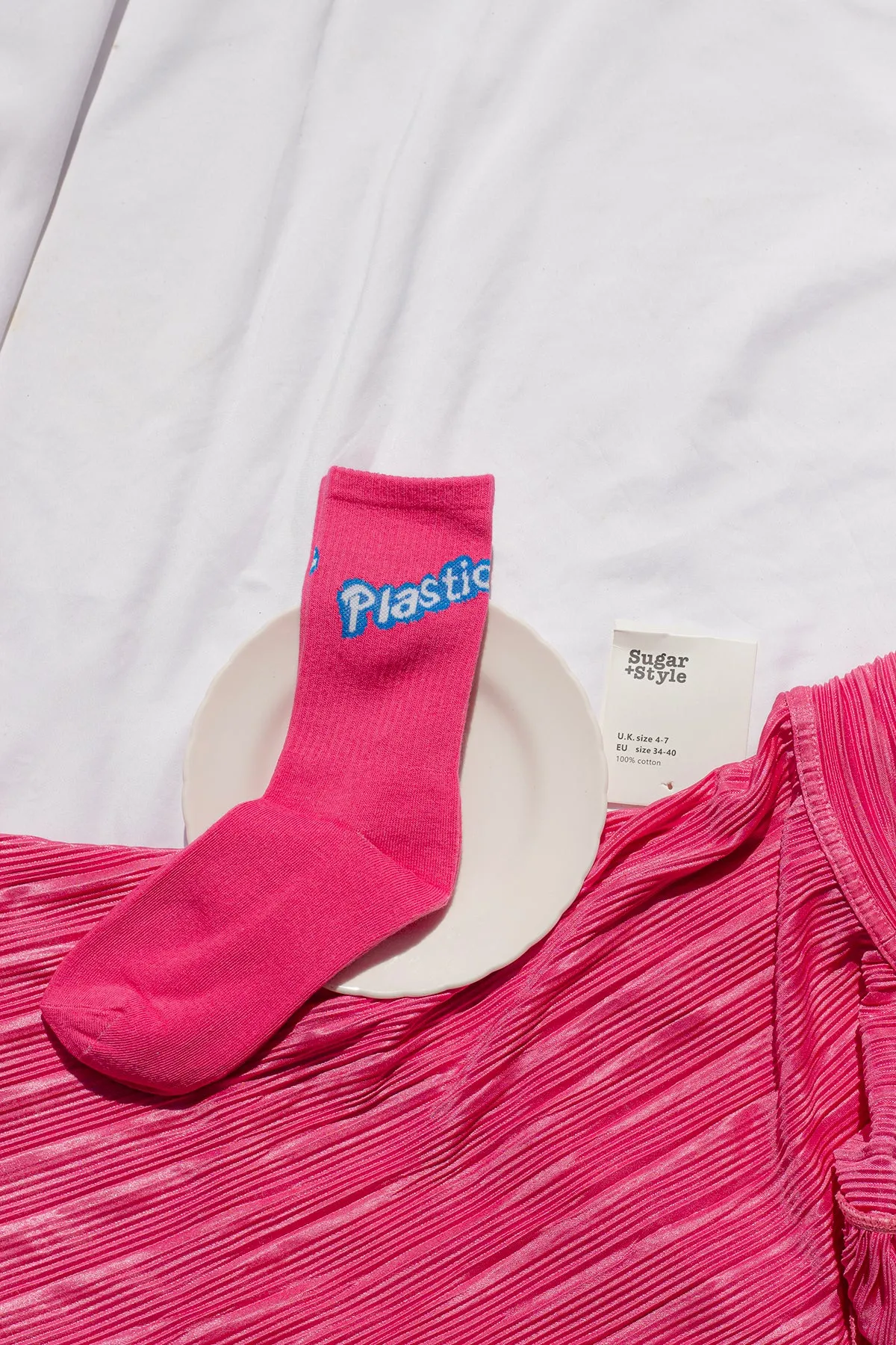 Hot Pink Slogan Socks