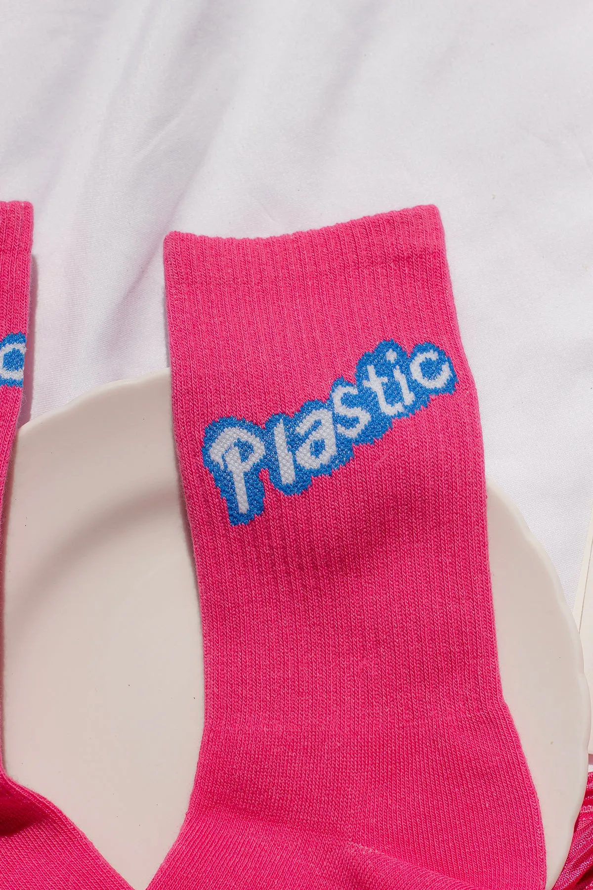 Hot Pink Slogan Socks