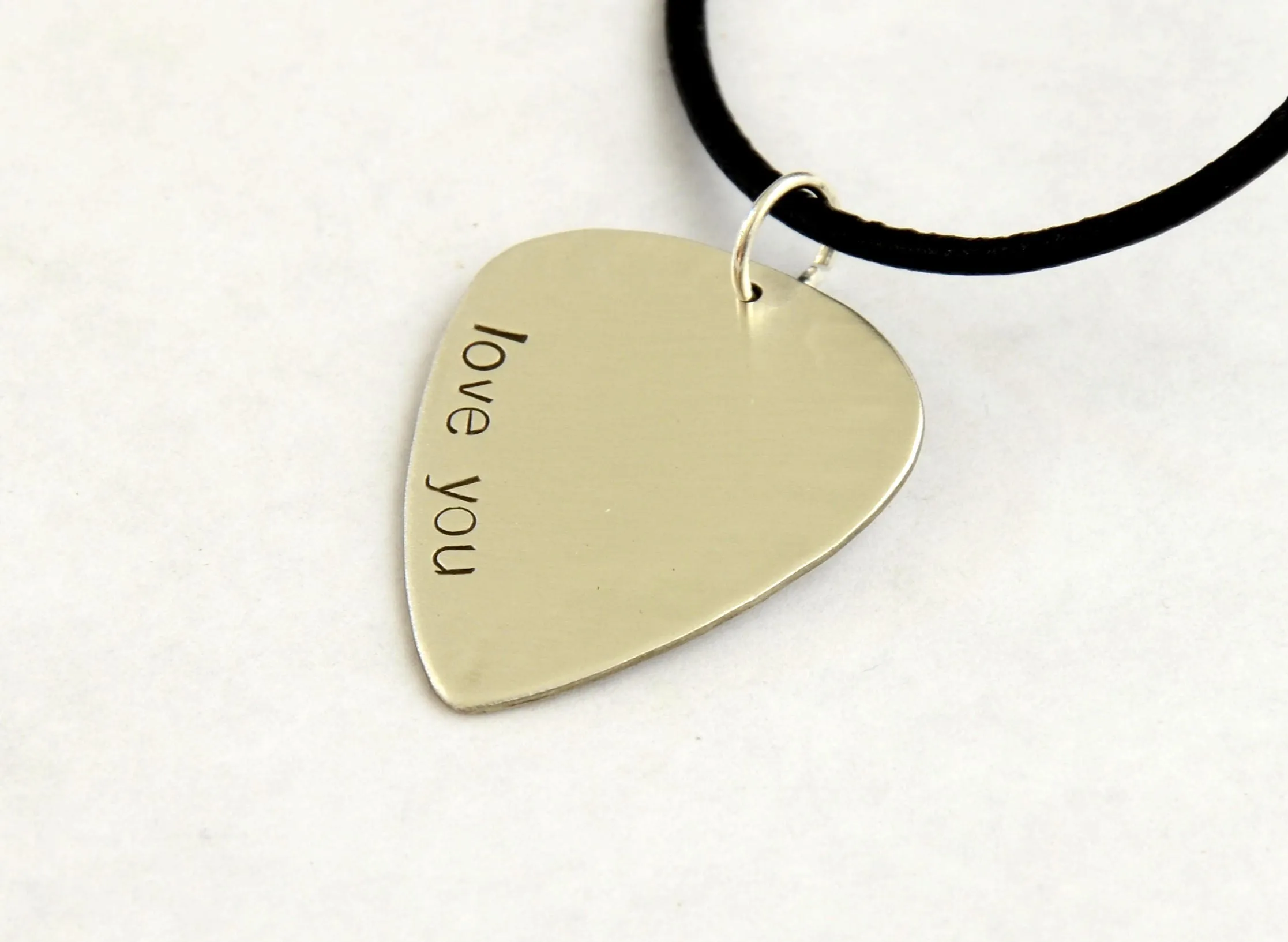 I Love You Guitar Pick Necklace in Sterling Silver