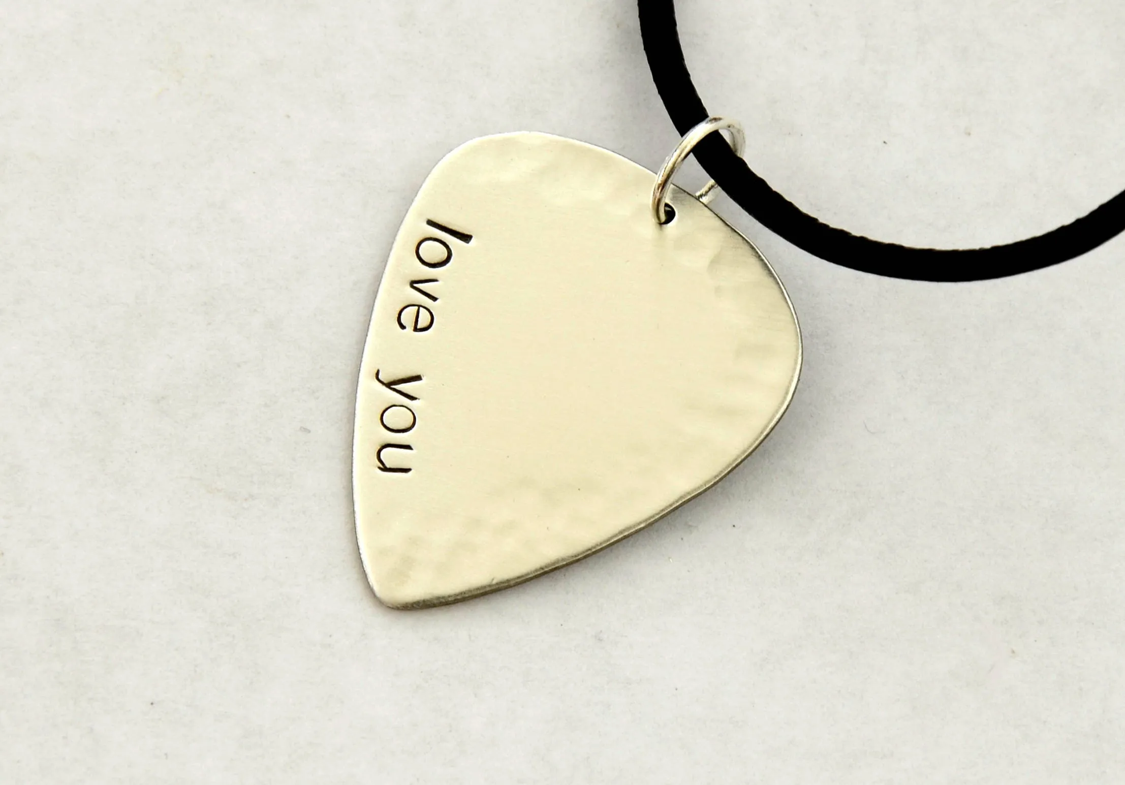 I Love You Guitar Pick Necklace in Sterling Silver