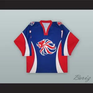 Jason Hewitt 7 Great Britain National Team Blue Hockey Jersey