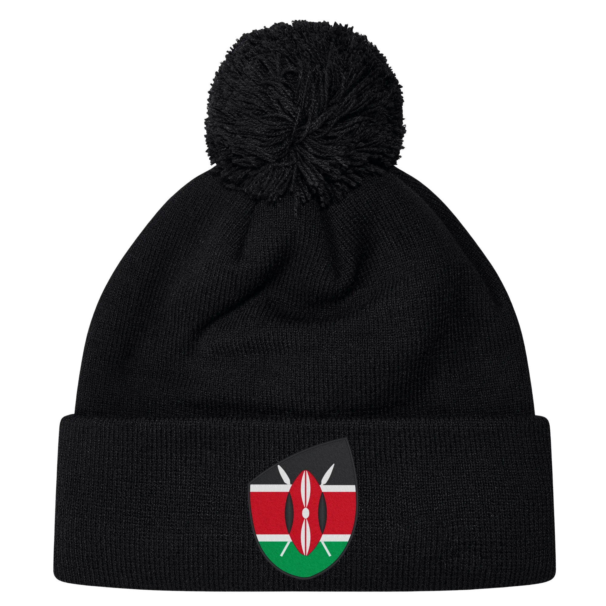 Kenya Shield Pom Pom Beanie