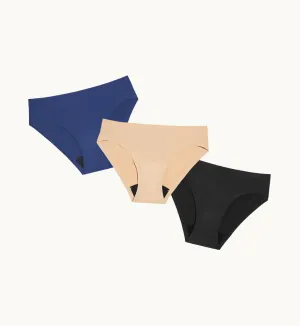 (Kit Item) First Period Kit Leakproof Underwear Night Sky/Beige/Black 3-Pack | Bikini