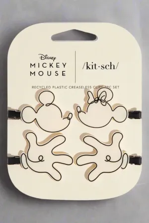 Kitsch & Mickey and Minnie Recycled Plastic Creaseless Clips 4pc Set- Cream