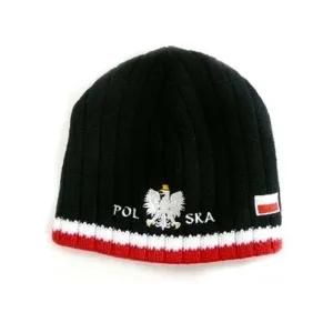 Knitted Polska Winter Hat with White Eagle & Flag