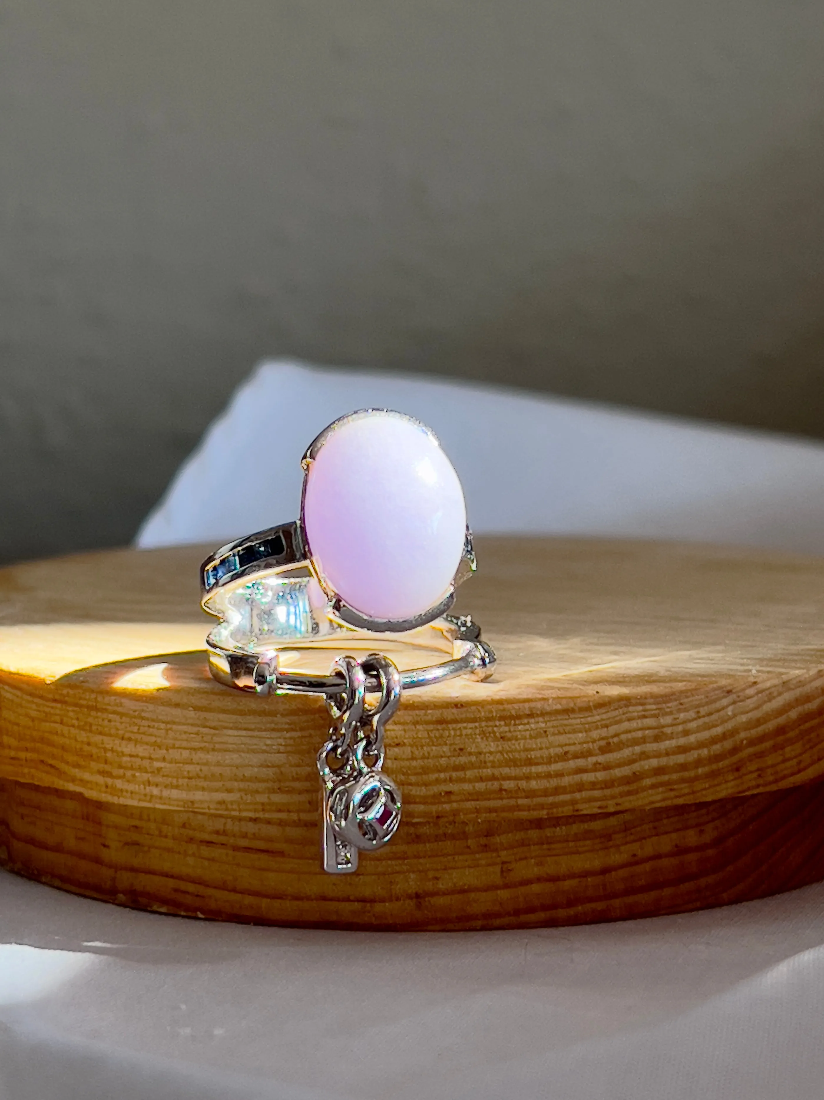 Lavender Jadeite Jade Cabochon Amulet Ring