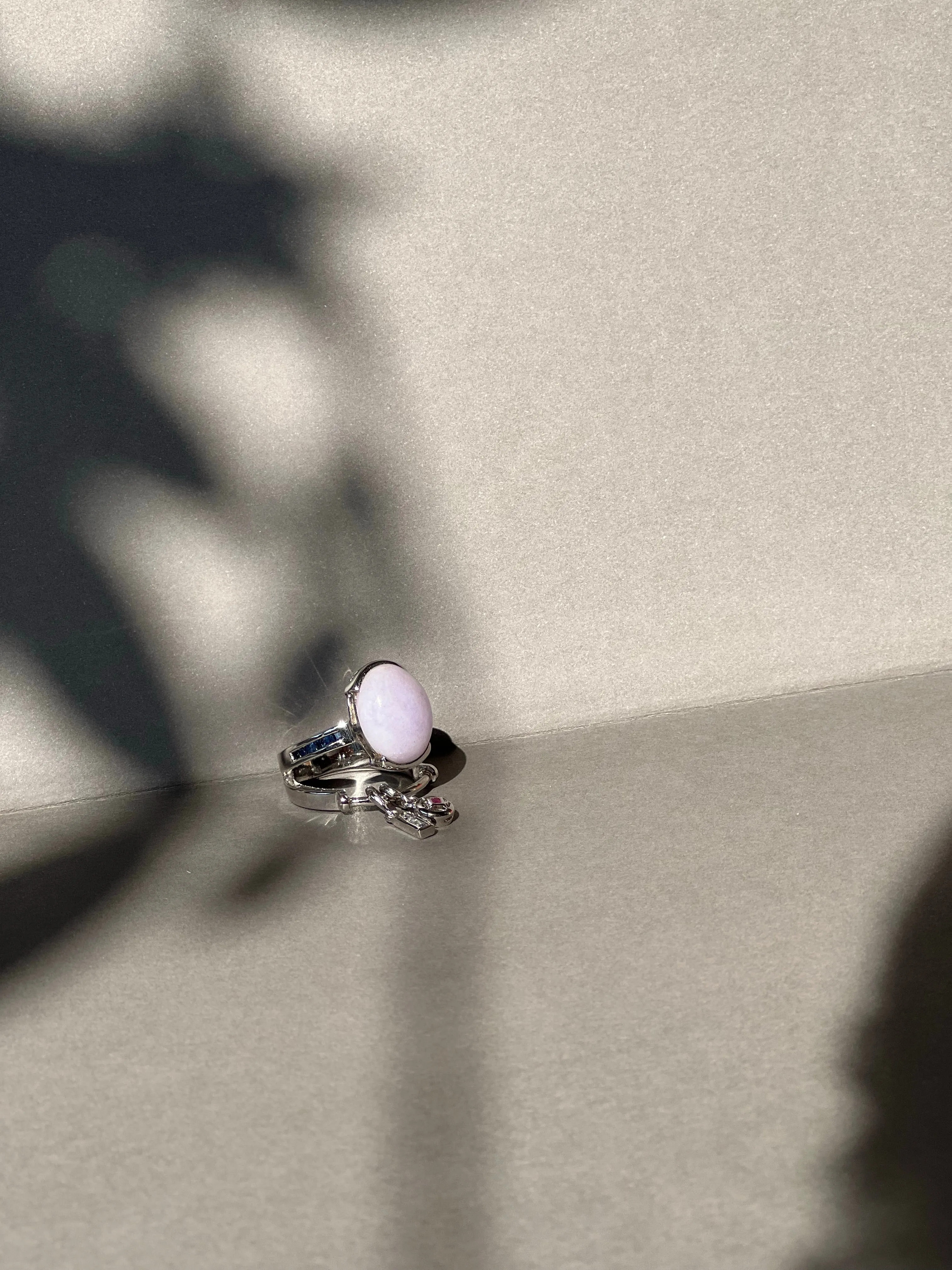 Lavender Jadeite Jade Cabochon Amulet Ring