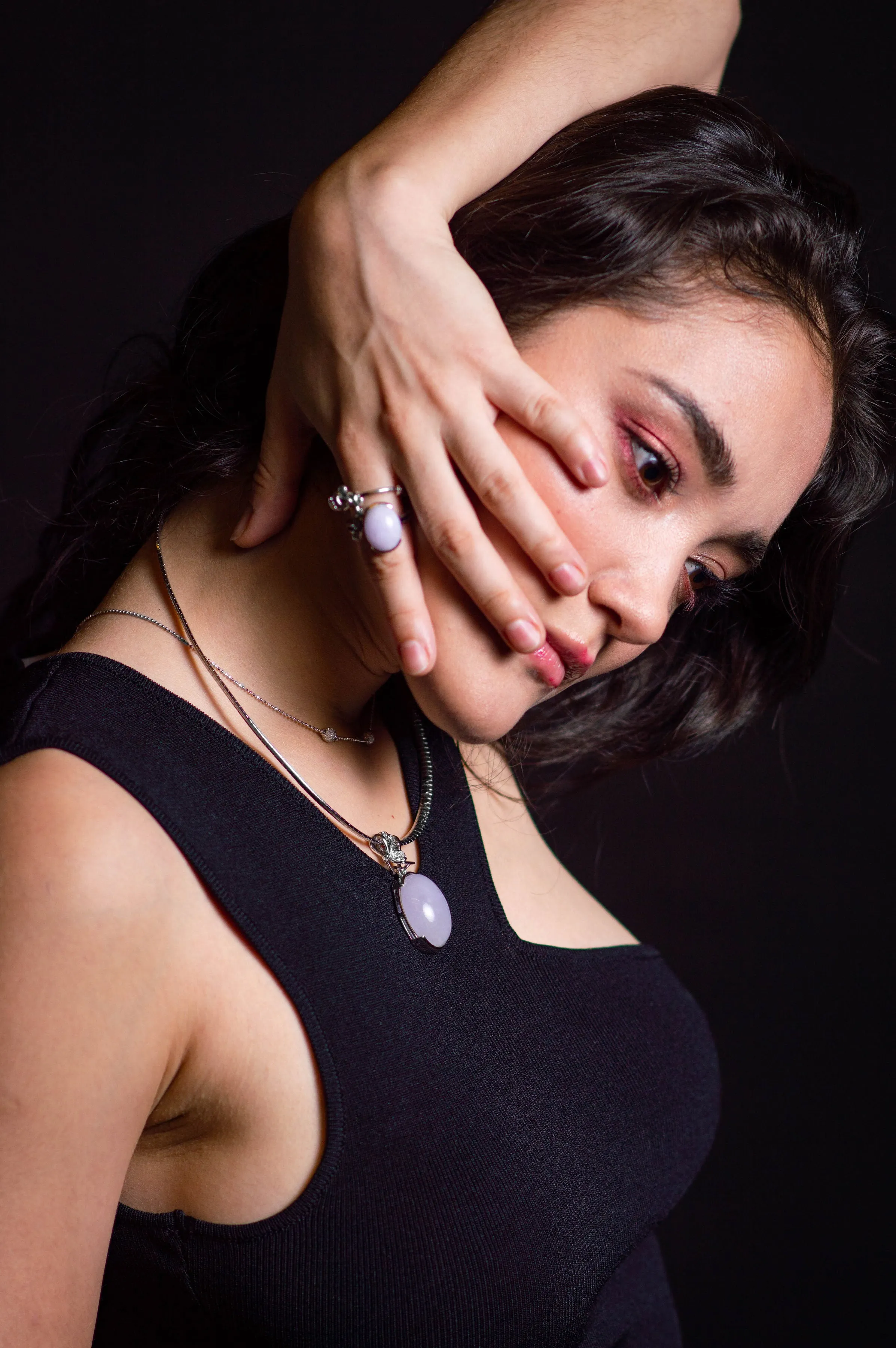 Lavender Jadeite Jade Cabochon Amulet Ring
