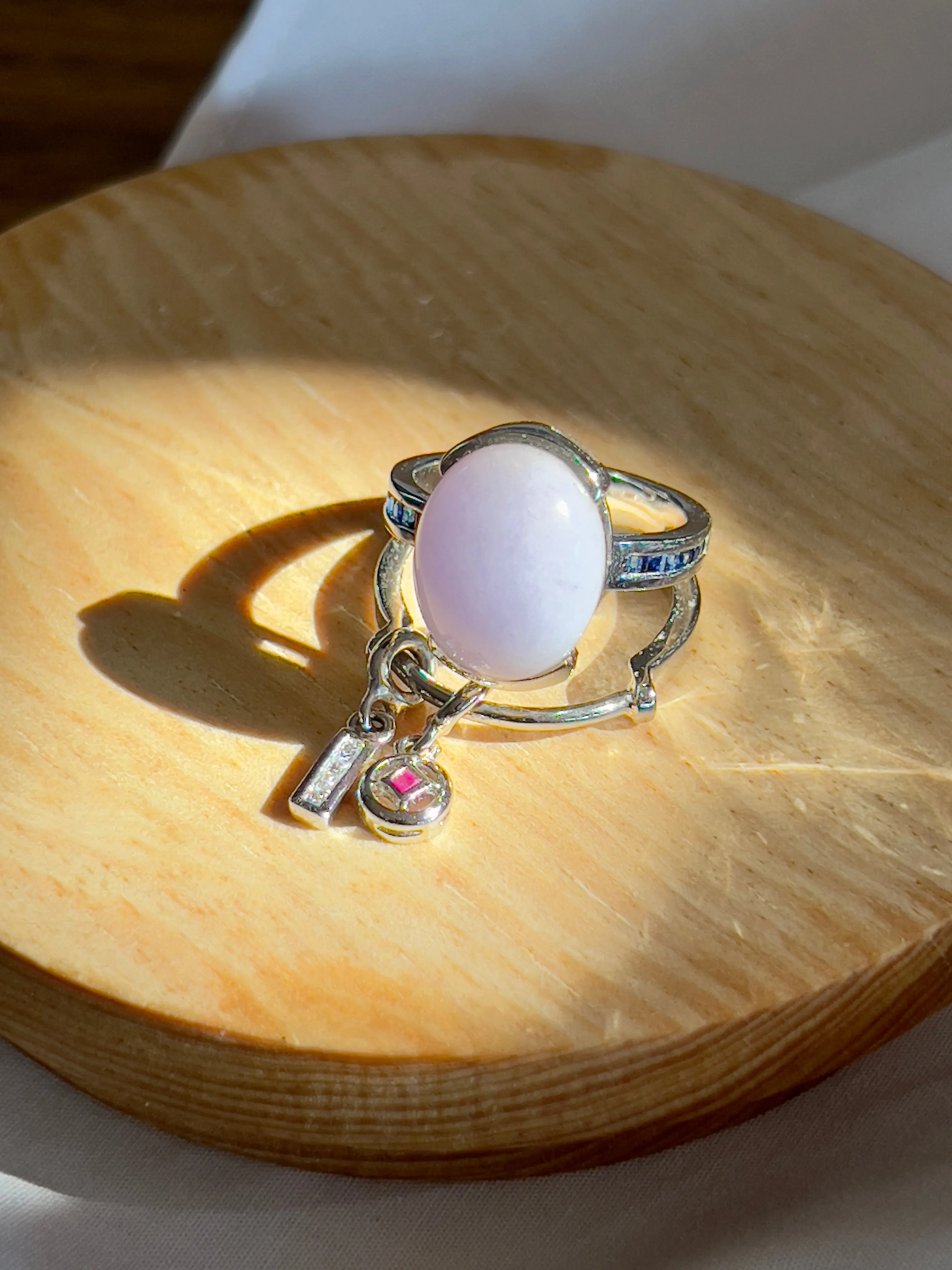 Lavender Jadeite Jade Cabochon Amulet Ring