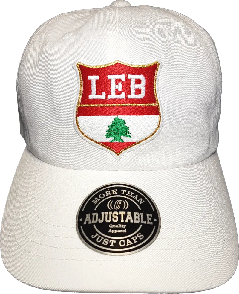 Lebanon Shield Cap Adjustable Dad Hat White