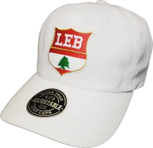 Lebanon Shield Cap Adjustable Dad Hat White
