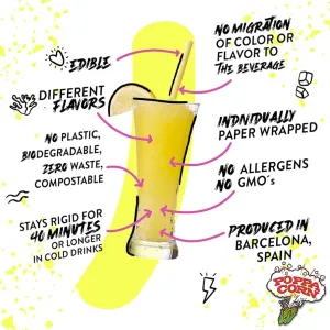Lemon Edible Straws - 200/case - Item Code: SOR008