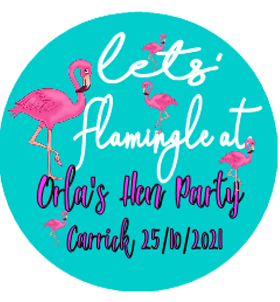 Lets Flamingle Hen party personalised Badge