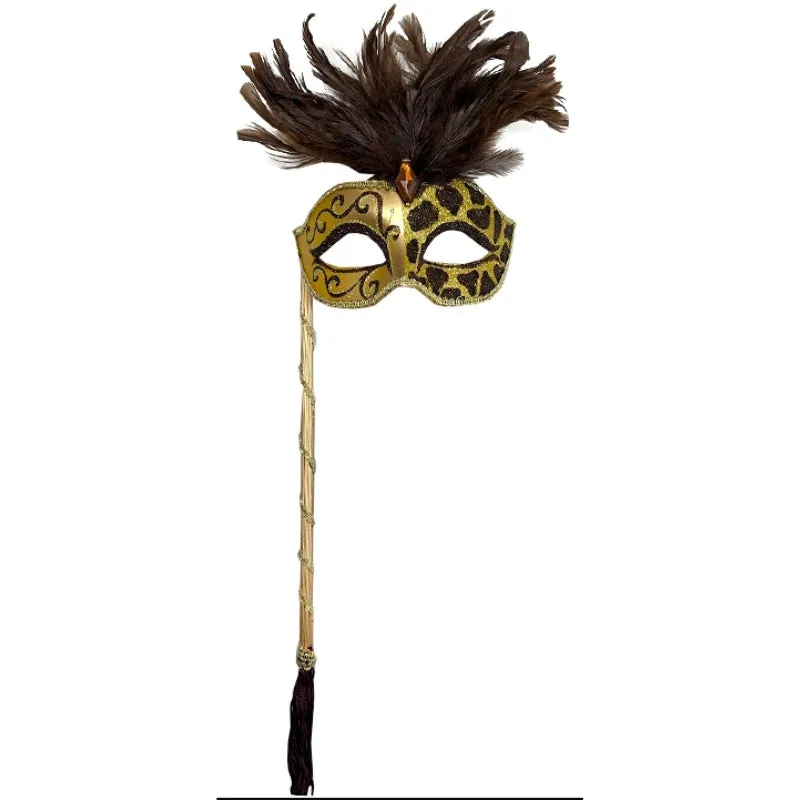 Masquerade Mask - Animal Print on Stick