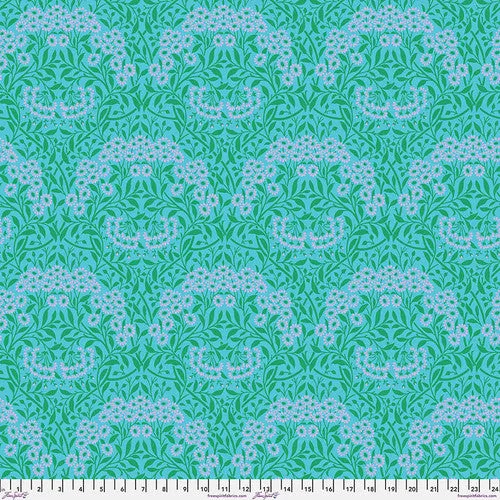 Michaelmas Daisy - Aqua || Kaffe x Morris & Co -- Free Spirit Fabrics
