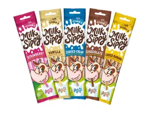 Milk Sippy Flavoured Bead Straws - 5 different flavours - Chocolate, Chocolate Banana, Strawberry, Vanilla, Cookies and Cream