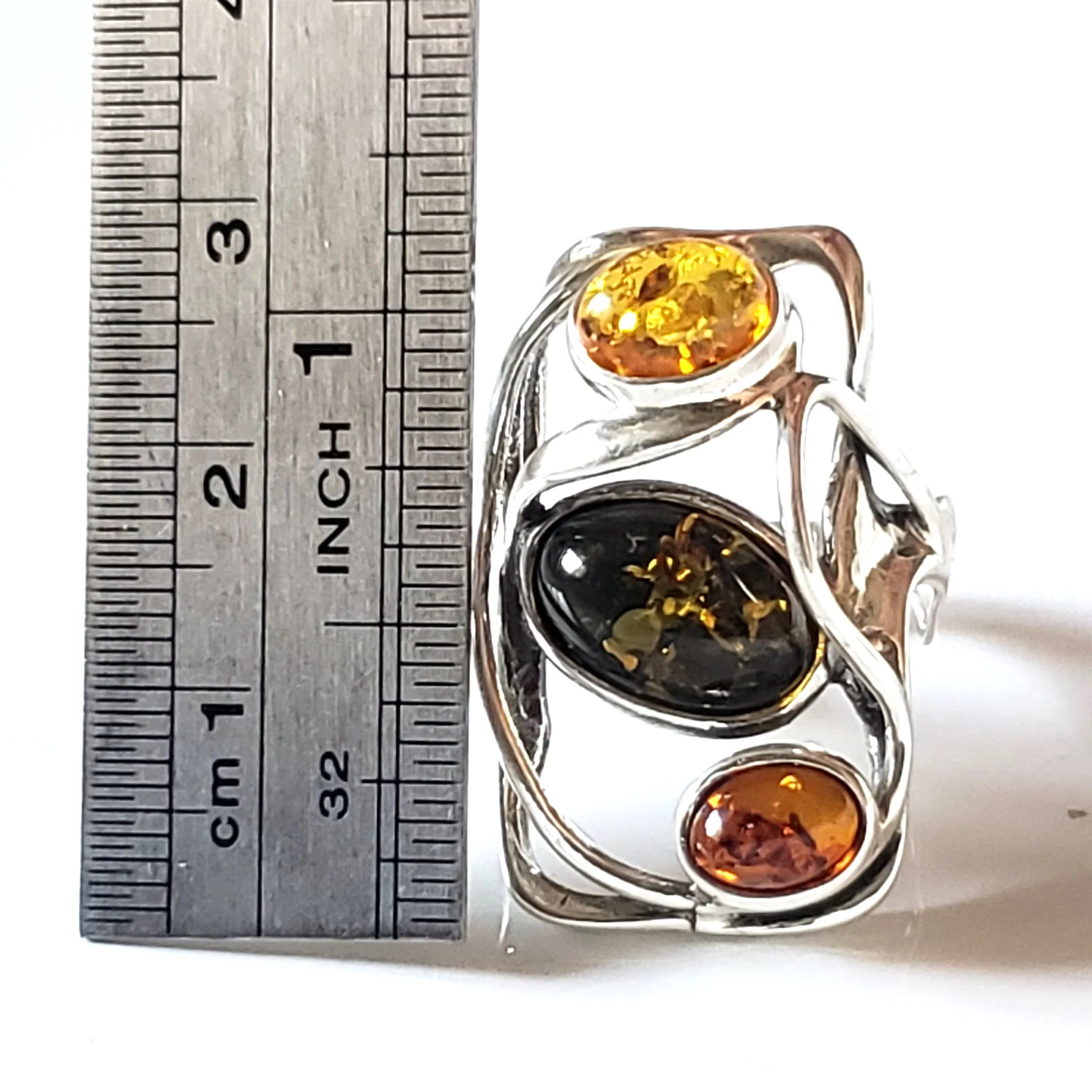 Modern Silver with Amber Ring