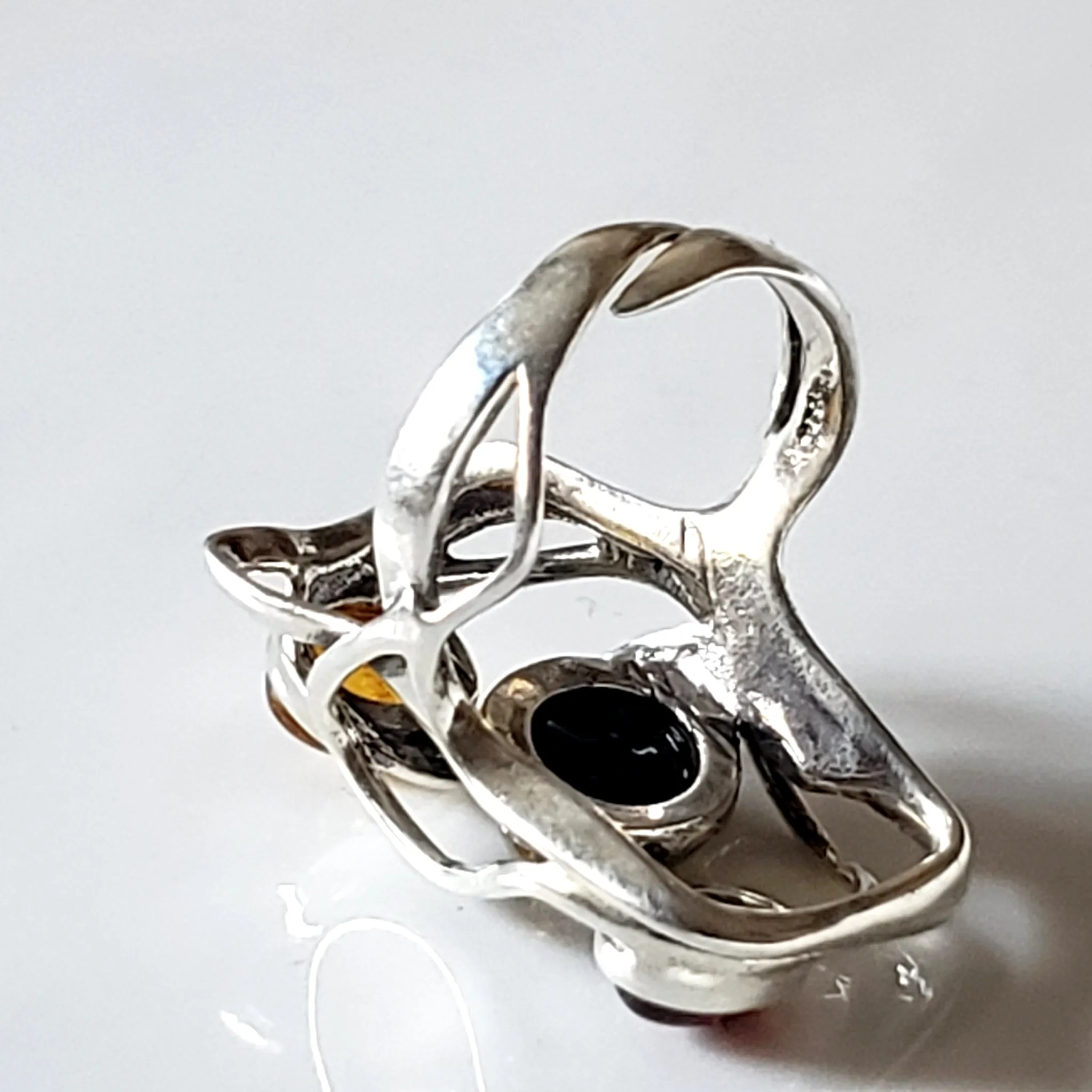 Modern Silver with Amber Ring