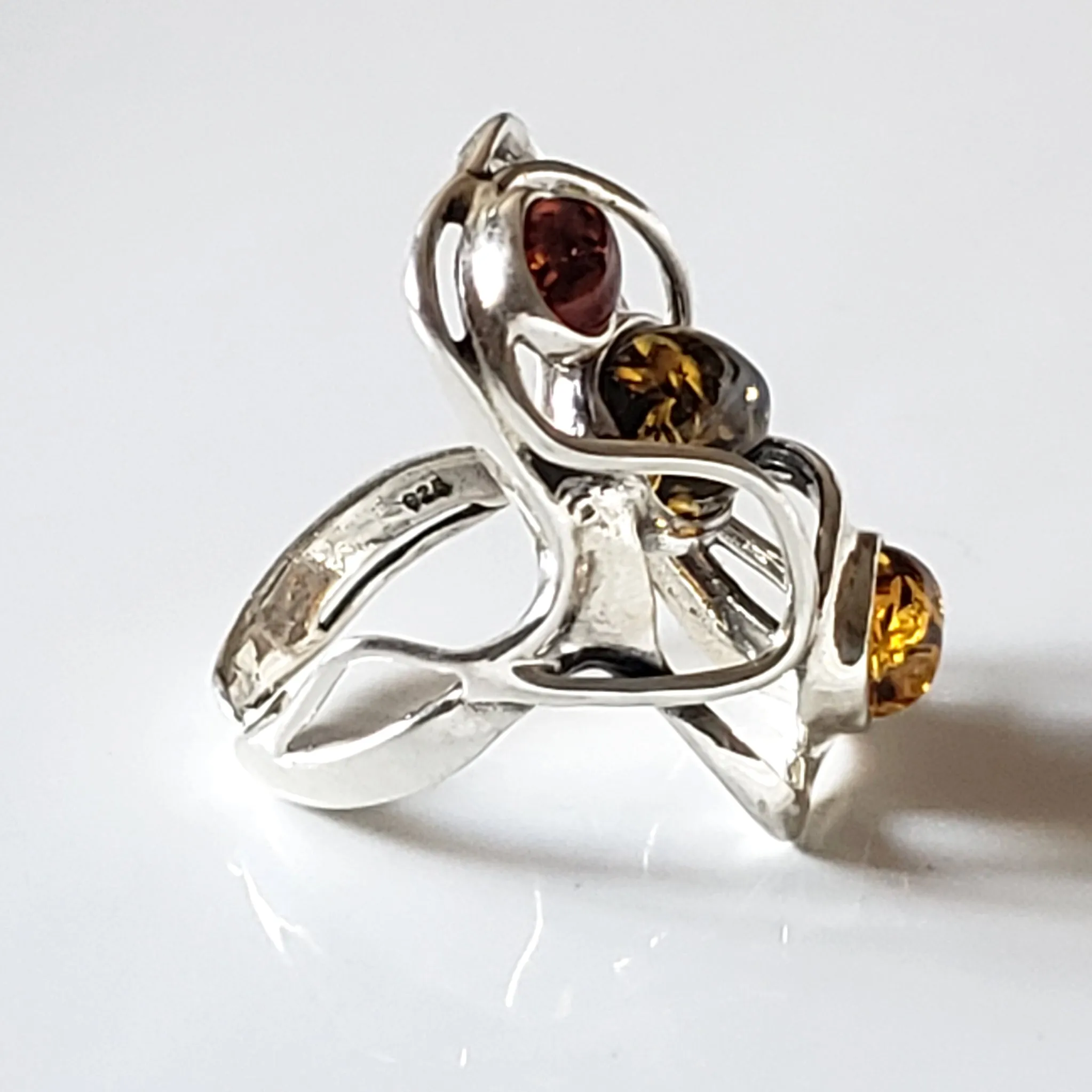 Modern Silver with Amber Ring