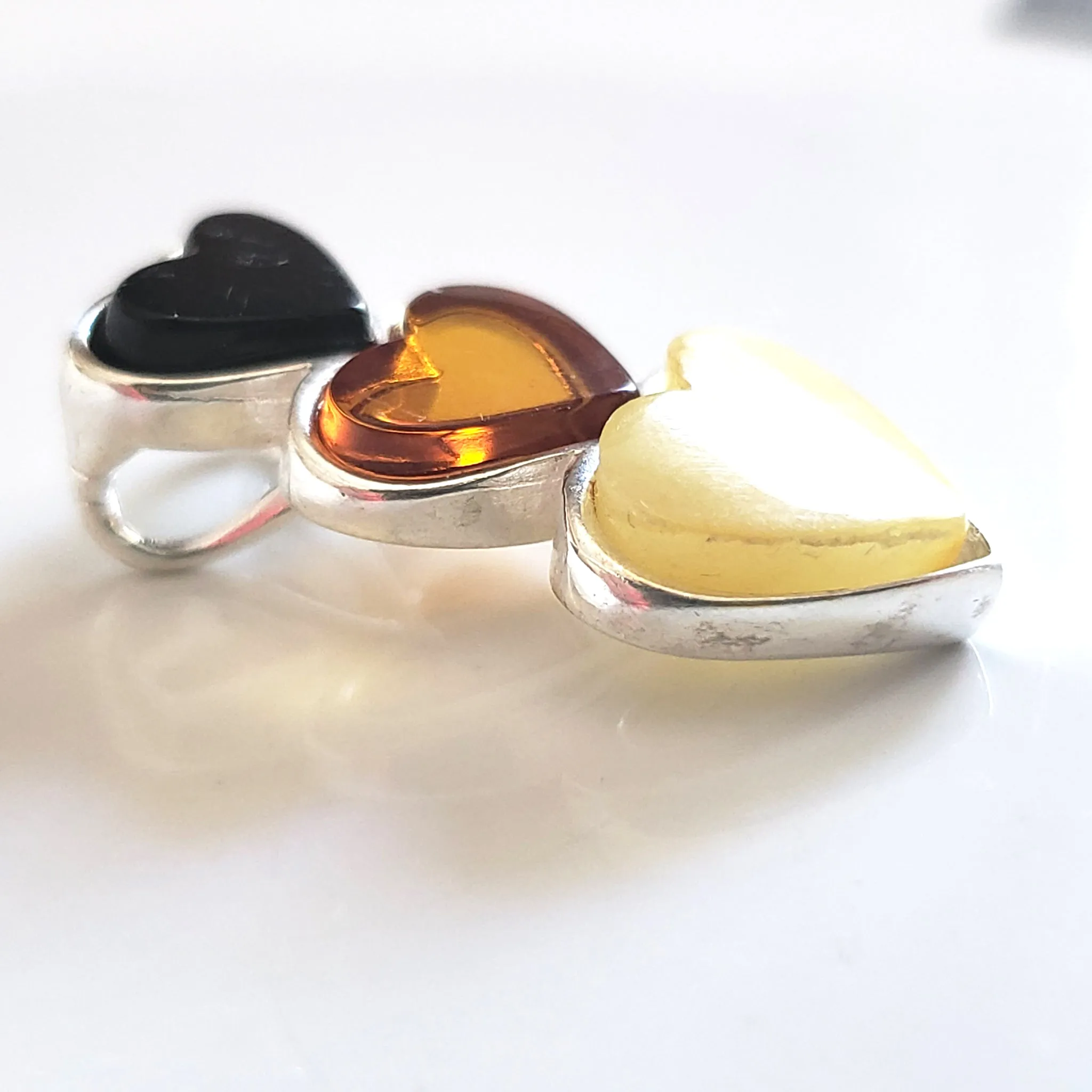 Multicolor Amber Hearts Pendant