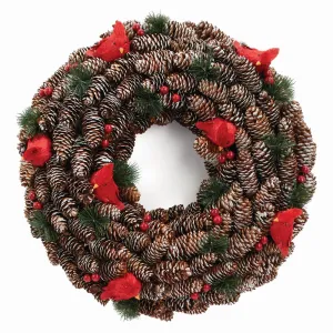 NAPA Home & Garden, CARDINAL PINE CONE WREATH 21",Z4355FRR